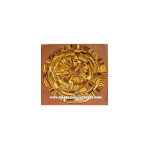 Tops de mesa con forma redonda y ojos de Tigre, piedra semipreciosa, tonos naturales - Product Image 1