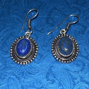 Boucles d'oreilles ovales de Lapis Lazuli, vente en gros, livraison gratuite - Product Image 1