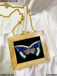 Designer Handmade Wooden Evening <b>Clutch</b> for Women Indian Manufactured Sale Available for <b>Weddings</b> and Special Occasions - Product Image 6