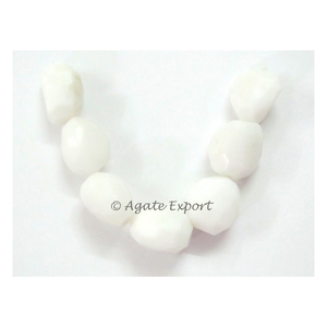 Ágata blanco cayó cuentas facetadas - Product Image 1