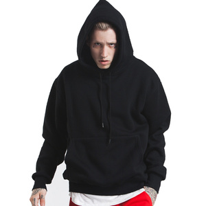 เสื้อสวมหัวมีฮู้ดสำหรับผู้ชาย,เสื้อมีฮู้ดแบบสวมหัวสีดำล้วน - Product Image 5