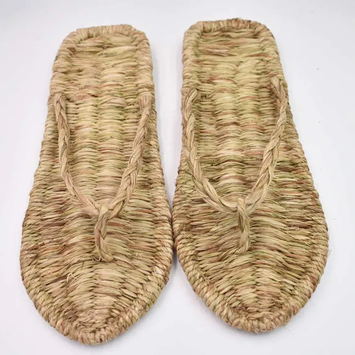 Sandales en raphia naturel tissé à la main, tongs en paille, chaussures plates fabriquées au Vietnam, vente en gros