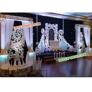 Elegant Reception Wedding Stage Decor Fiber Paisley Props For Wedding Stage Modern Wedding Grand Panel Stage Decor