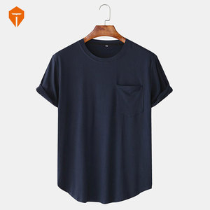 Men Cotton Plain Chest Pocket Home Casual Loose Short Sleeve T-<b>Shirt</b> - Product Image 6