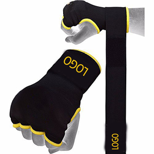Bandages de boxe et gants intérieurs de boxe en gel, bleus avec bordure blanche - Product Image 6