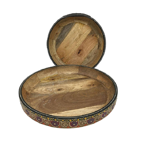 Plateau de service de chocolats au design classique Ensemble de deux plateaux de bonbons en bois pour ustensiles de cuisine - Product Image 1