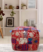 Bohème Vintage repose-pieds carré extérieur pouf pouf couverture moderne maison assis pouf pouf avec design patchwork traditionnel