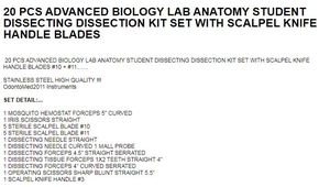 Odontomed 2011 – Kit de dissection avancé pour étudiants en biologie et anatomie, 20 pièces, avec manche de scalpel en acier inoxydable - Product Image 2