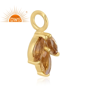 Hoja de corte citrino Natural de piedras preciosas fiesta colgante mayorista de joyería 18k chapado en oro de Plata de Ley 925 colgante de joyería proveedor - Product Image 2