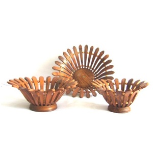Corbeille à fruits en bois massif Panier de rangement décoratif pour fruits de comptoir de cuisine écologique - Product Image 1