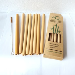 Meilleure vente 2025 pailles en bambou pailles jetables en bambou biologique Natura biodergradable pailles à boire en bambou avec logo prix bon marché - Product Image 2