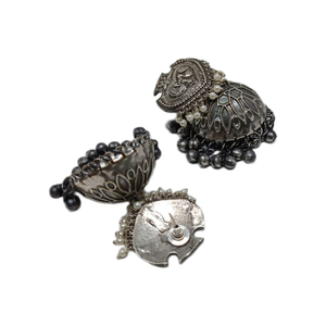 Boucles d'oreilles en forme de cercle, pour femme et fille, 1 pièce, style indien artisanal, en laiton et argent - Product Image 3