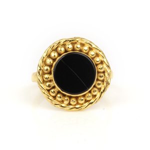 RJR0131 personalizado 10mm 925 anillo femenino de plata esterlina piedra preciosa de ónix negro Natural elegante Ajuste de bisel chapado en oro de moda - Product Image 2