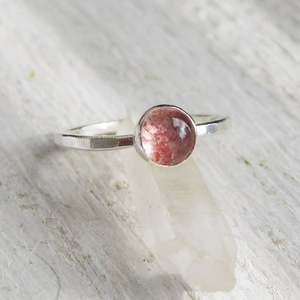 92.5 argent Sterling naturel fraise Quartz lisse forme ronde pierre précieuse belle bague à la main femmes bijoux - Product Image 5