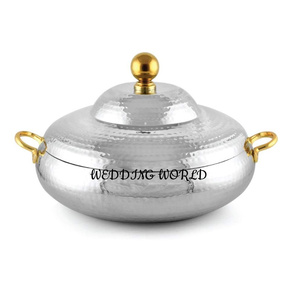 Pot en bois fini or et argent Casserole faite à la main d'excellente qualité Réchauffeur d'aliments en gros de créateur le plus vendu - Product Image 5