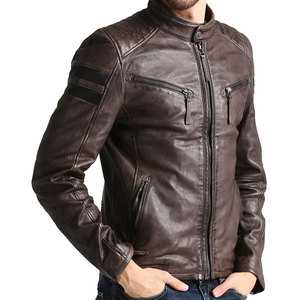 Grossiste hommes D'agneau Véritable bomber Veste En Cuir avec Deux Poches Avant À Glissière - Product Image 1