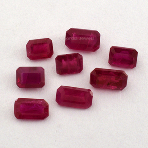 4x3mm-5x3mm ด้านคุณภาพธรรมชาติพม่าทับทิมแปดเหลี่ยมมรกตตัดเพชรพลอยหลวมสำหรับเครื่องประดับจากอินเดีย - Product Image 1