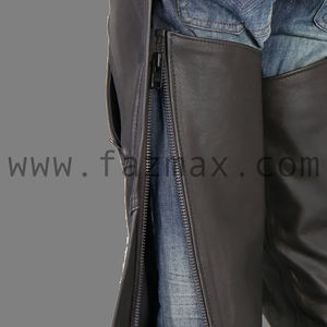 PANTALON EN CUIR PERSONNALISÉ MOTO STYLE UNI CHAP NOIR MARRON VÊTEMENTS DE SPORT - Product Image 5