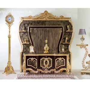 Meuble TV en bois classique, pouces, avec vitrine de luxe, sculpture sur bois, Style français Rococo, support TV - Product Image 1
