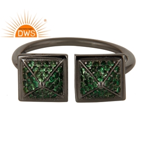 ทำด้วยมือออกแบบสีดำโรเดียมชุบ925แหวนเงินสเตอร์ลิงออกแบบเครื่องประดับแหวนพลอยผู้ผลิต - Product Image 1