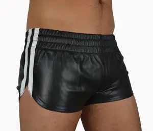 SPORT Ledershorts MIT LERLISTEN WARME HUSSCHNUE hochwertiges feines Leder kurze Homosexuellthosen