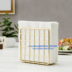 Caja de pañuelos decorativa para mesa, soporte para servilletas con alambre de Metal chapado en oro de alta calidad para Hotel/restaurante/Oficina - Product Image 3