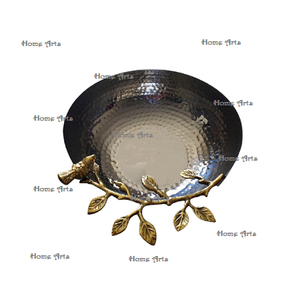 Aluminium And Brass Food Serving Bowl Classic Design Round Shape Dessert Serving Bowl For Kitchen <b>Accessories</b> - Product Image 4