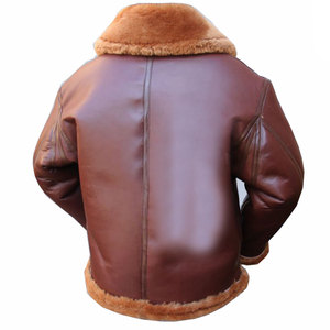 Dernière veste d'hiver pour hommes en peau de mouton blanche véritable et en fourrure de mouton marron Type de grain confortable et élégant - Product Image 4