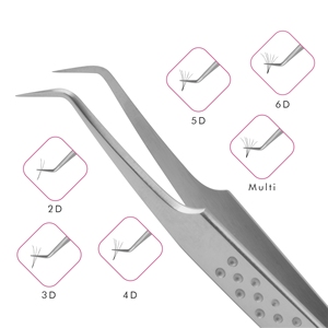 Stainless Steel Eyelash Extension Volume 10mm 75deg Bent Tweezer for Eyelash Extensions with Your Company Logo, Eyelash Tweezer - Product Image 4
