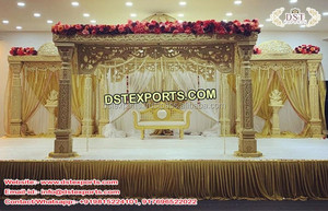 Mandap Triple de Pilares para Bodas, Estilo Raj Mahal, para Bodas Hindúes en EE. UU., Mandap Plateado de Tres Pilares, Último Modelo de Mandap Triple de Pilares para Bodas en Chicago - Product Image 3