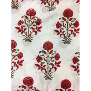 Indian Hand Block Custom Printed Print 100% Cotton Fabric New Design Plain Or Twill Weave Fabric Printing use in Dress,Tops