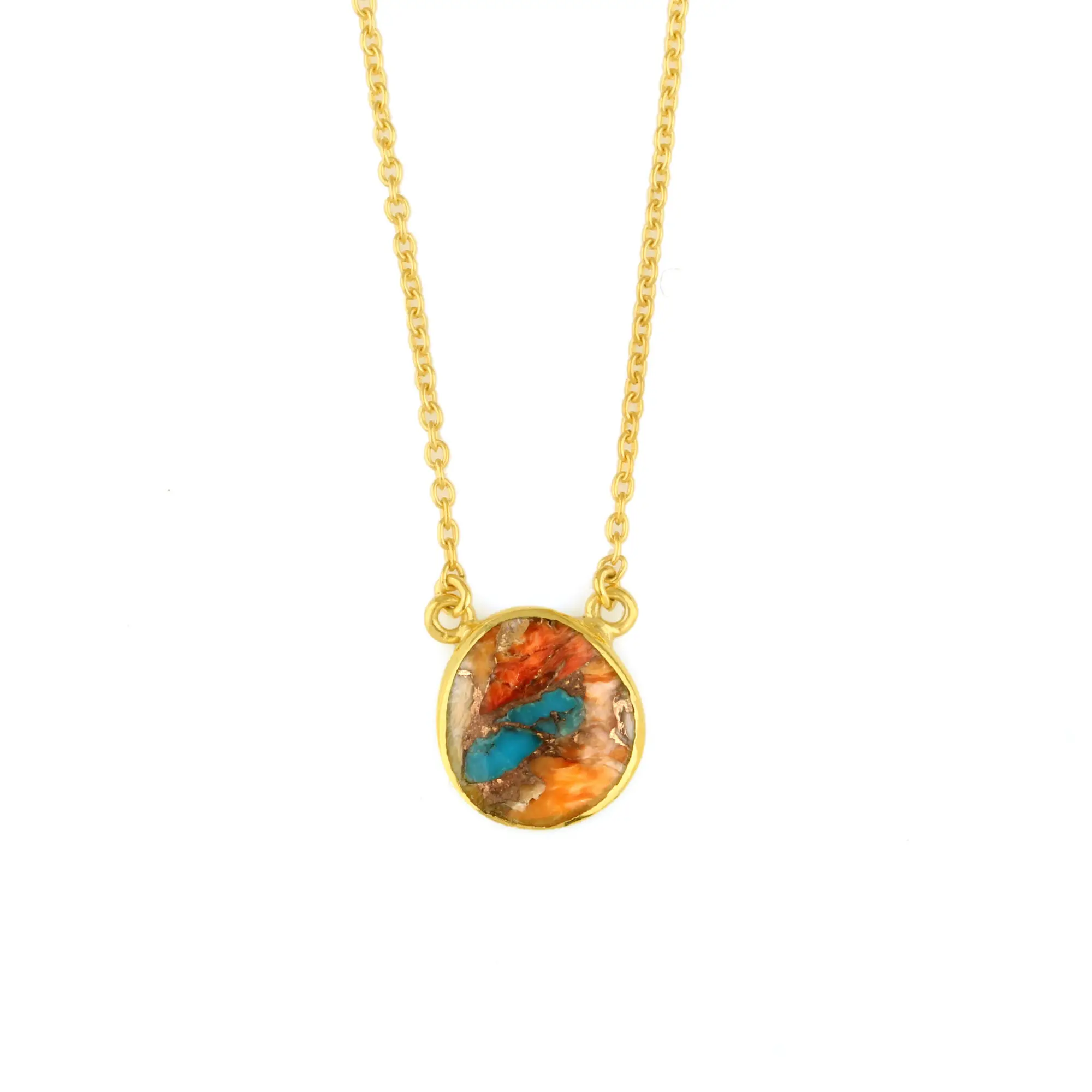 Dahua — collier plaqué or avec maillons, créoles naturelles, plaqué or, cuivre, Turquoise, argent Sterling, chaîne à maillons