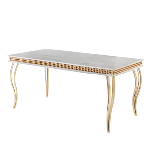 Karois — Table basse dorée en acier inoxydable, luxueuse et moderne, en pierre naturelle, meuble à manger et à café, idéal pour appartement - Product Image 1