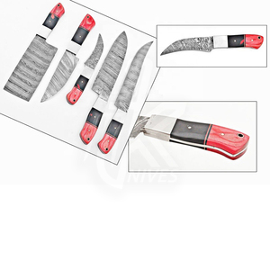 Handmade Damascus Steel Chef <b>Knife</b> <b>Set</b> with Wood Handle 5 Blades Custom OEM Packaging Camping <b>Knife</b> - Product Image 1