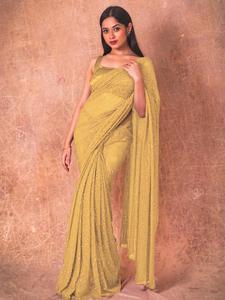 Saree de secuencia de seda, último diseño para mujer, para fiesta y Noche - Product Image 5