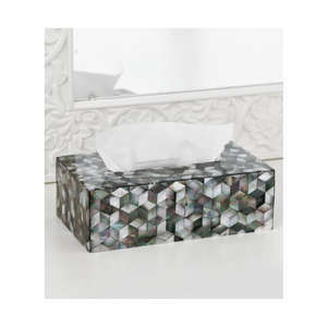 Porte-serviettes en perles, 1 pièce, nouveau design à la mode, pour la décoration brillante, support de boîte de mouchoirs blanc en résine - Product Image 4