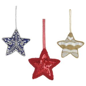 Adornos Navideños de Estrellas Colgantes de Terciopelo Real y Satén Hechos a Mano en Varios Colores de 4-10 cm - Product Image 1