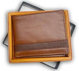 Cartera Delgada de Cuero Genuino para Hombre con Bloqueo RFID, Impermeable, de Gran Capacidad, con Bolsillo para Monedas - Product Image 1