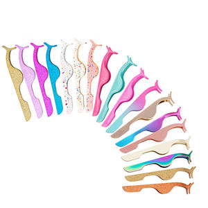 Pinzas de extensión de pestañas, herramienta de elevación de pestañas dorada con logotipo personalizado, pinzas de agarre de diamante de acero inoxidable para extensión de pestañas - Product Image 6