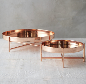 Plateau rond en cuivre finition dorée, pour rangement, à usages multiples, cadeaux de noël, plateau à dîner, décoration de la maison, mariage, salon, décorations - Product Image 2