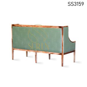 Sofá de lona de cuero indio de estilo industrial de tres plazas, muebles únicos para sala de estar u hotel, propósito de reventa para tiendas - Product Image 2