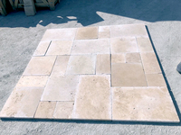 2025 ensemble de motifs français en travertin classique turc fabriqué en pierre naturelle Turkiye pavé extérieur mat dégringolé coupé à la taille des carreaux
