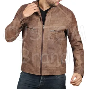 Natural Color 2022 Collection Luxurious Men's Leather Jackets From GLOVES City Sialkot Pakistan