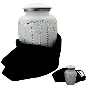 Urne décorative en métal de couleur noire avec finition gravée et découpe de diamant pour adulte - Product Image 2