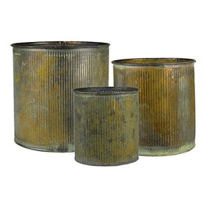 Macetero de Metal galvanizado para plantas suculentas, maceta de interior antigua, corrugada - Product Image 1