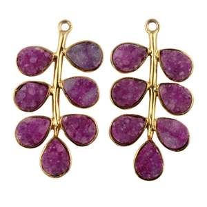 Geode-pendientes de plata de primera ley y latón para mujer, aretes, aros, aros, plata esterlina 24, zirconia, circonita, zirconita, color rosa Natural, 24K - Product Image 1