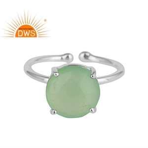Bijoux de créateur en argent sterling 925, bague ajustable, Set de bagues en pierre précieuse de calcédoine, préhnite, vente en gros - Product Image 1