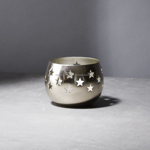 Fancy Decorative <b>Star</b> Cut Design Metal Votive Candle Holders for Wedding Party Decoration Silver Round Candle Jar - Product Image 4