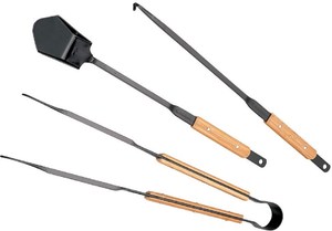 KSN Logo personnalisable 4 pièces ensemble d'outils de cheminée intérieure moderne manche en bois de fer support de bois de chauffage accessoires en acier inoxydable - Product Image 3