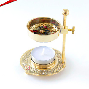 Encensoir suspendu en laiton pur, brûleur, porte-encens personnalisé, plaqué or - Product Image 3